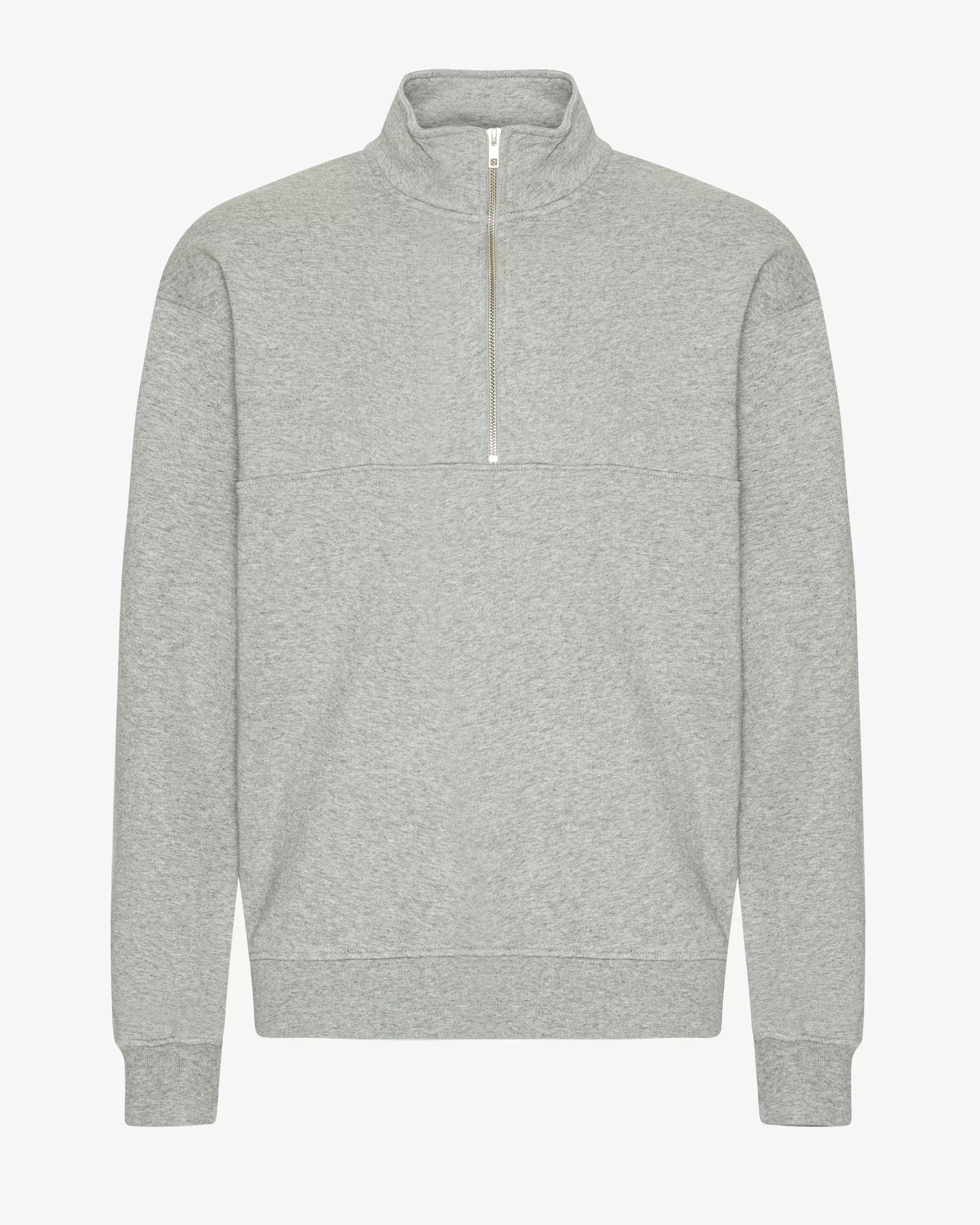 Colorful Standard Heather Grey Organic Quarter Zip Pullover Herren grau